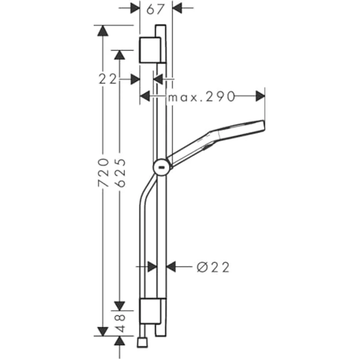 Hansgrohe Rainfinity Brauseset 130, 3-Strahl Handbrause mit S Puro Duschstange 650 mm, Graphit, inklusive Duschschlauch und Montagematerial – Bild 6