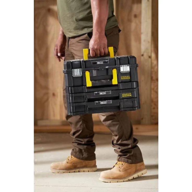 Stanley FatMax Pro-Stack Werkzeugkoffer Combo(21,5L Fassungsvermögen, mit 2 Schubladen und Organizern für Kleinteile, mit Metallschließen, mit herausnehmbaren Innenteilern) FMST1-71981 – Bild 6