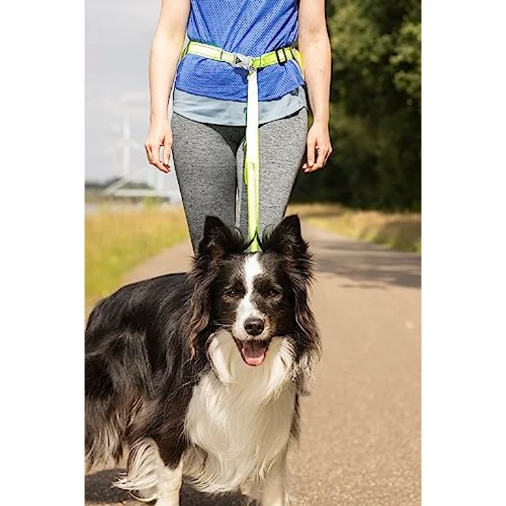 Flamingo JOGGINGLEINE + HÜFTGURT LED STOFFEL GELB, Nylon mit weichem Neoprenfutter am Hüftgurt, Leine 118CM / Gurt 80-140CM – Bild 4