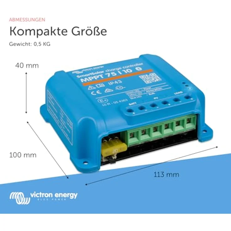 Victron Energy SmartSolar 75V 10 Amp 12/24-Volt Solar Laderegler (Bluetooth) - Effiziente MPPT-Technologie, fernsteuerbar über Bluetooth – Bild 4