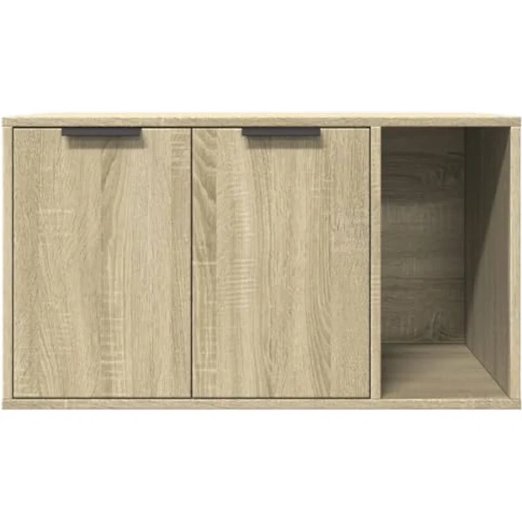 vidaXL Katzenklo Schrank, Katzenschrank Katzentoilette Beistelltisch, Sonoma Eiche Holzwerkstoff, Verstecktes Design – Bild 5