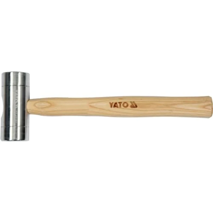 Yato Schonhammer Ausbeulhammer Aluminium, Doppelseitiger Hammer mit Alu Kopf ø 30/40/50 mm, 300g, Eschenholzstiel – Bild 2