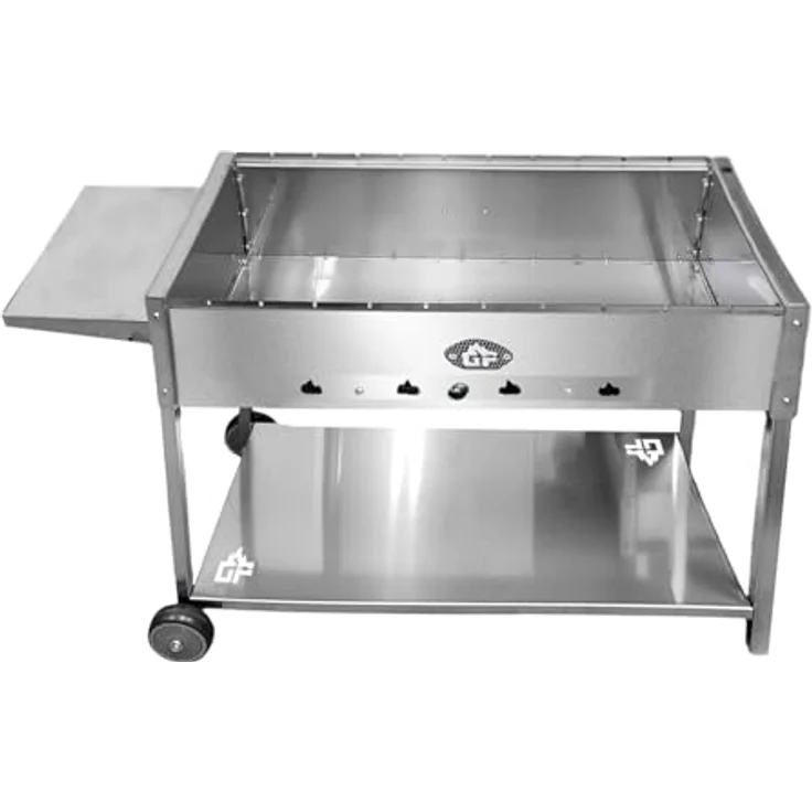 Grillpeter Mangal Batyr Deluxe 80 cm, Edelstahl Schaschlikgrill mit Ablage, Kasanhalter und herausnehmbarer Grillwanne – Bild 3