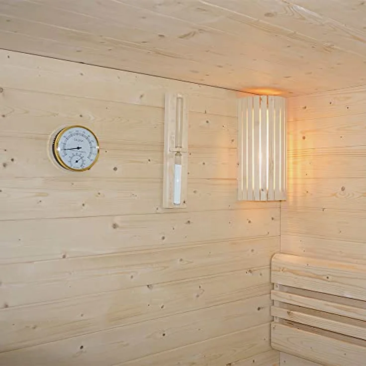 Home Deluxe - Traditionelle Sauna - Shadow XL - 200 x 150 x 190 cm - für 5 Personen - hochwertiges Fichtenholz, inkl. Saunaofen, Saunazubehör I Dampfsauna Aufgusssauna Finnische Sauna Bio Sauna – Bild 5