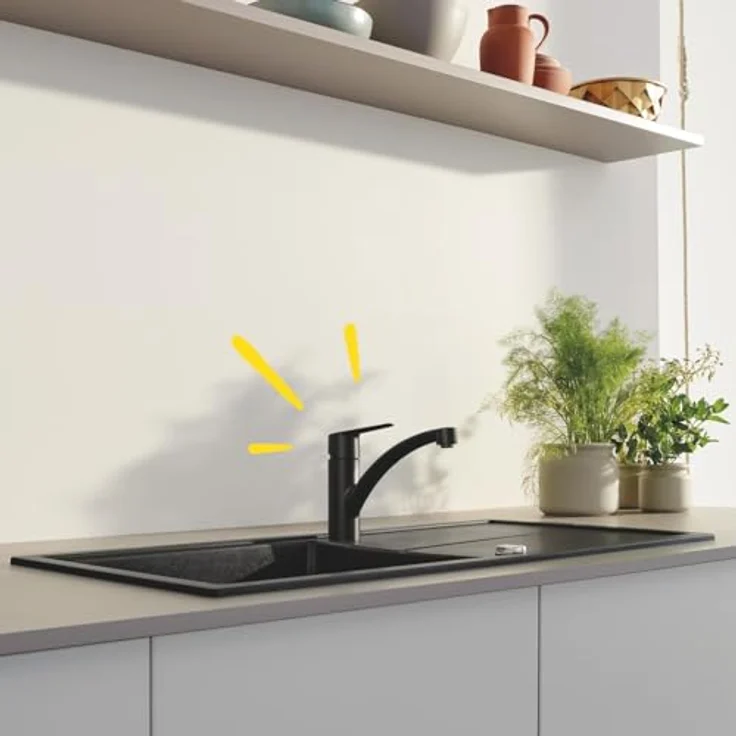 Grohe Start Einhand-Spültischbatterie mit flachem Auslauf, Mattschwarz, schwenkbarer Gussauslauf, temperaturbegrenzt und variabel einstellbare Mengenbegrenzung – Bild 2