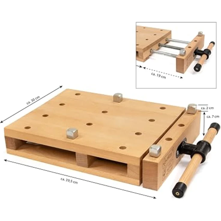 rikta tragbare Hobelbank mit Schraubstock, 100% FSC® Buchenholz, 7-tlg, kompakt und leicht, mobil einsetzbar – Bild 6