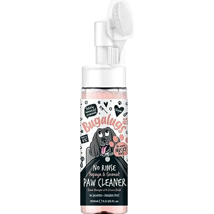 Bugalugs Pfotenreiniger mit Bürste, 200 ml, pH neutral, vegan, für unterwegs, in verschiedenen Sorten: Baby Fresh, Lavender & Chamomile, Oatmeal