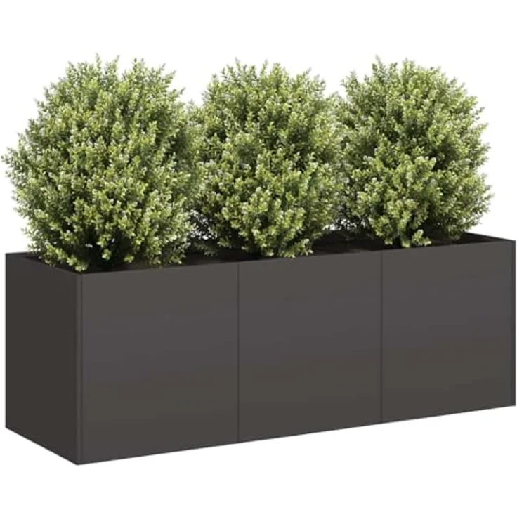 vidaXL Pflanzkübel Schwarz 120x40x40 cm Kaltgewalzter Stahl, Garten-Pflanzgefäß mit viel Platz und erhöhter Stabilität – Bild 4