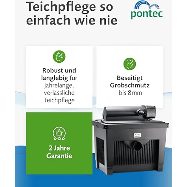 Pontec MultiClear Set 20000, Durchlauffilter-Set mit UVC-Vorklärgerät (18 W) für Teiche bis 20.000 l, schwarz, Sauerstoffanreicherung – Bild 2