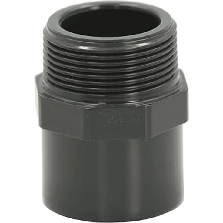 HAF 4x PVC Fittings Übergangsnippel 40/50mm x 1 1/2" | Klebemuffe x Außengewinde | Graue PVC Übergangsmuffe, PN16 für Rohr – Bild 2