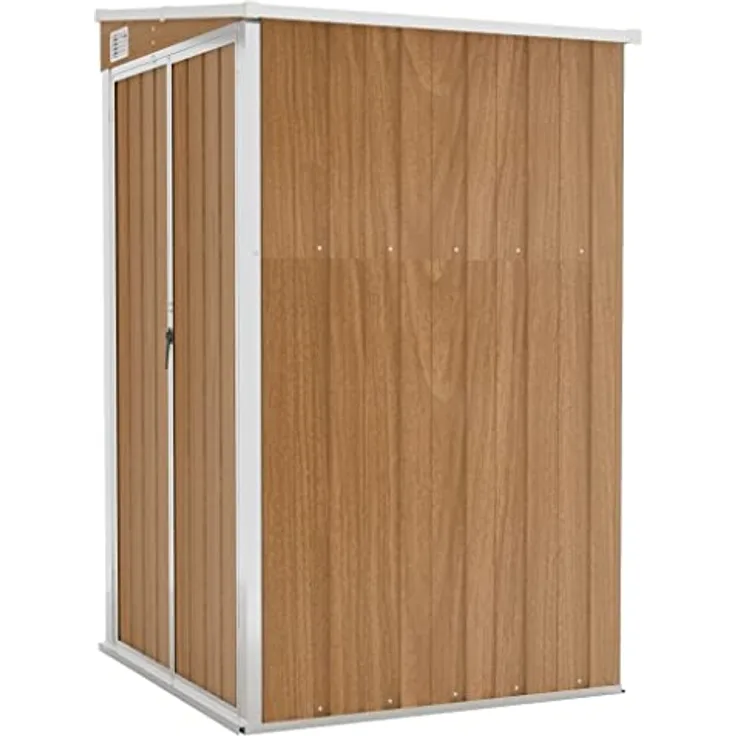 vidaXL Wand Geräteschuppen Geräteschuppen Gartenhaus Gerätehaus Gartenschrank Gartenschuppen Fahrradhaus Schuppen Braun 118x100x178cm Verzinkter Stahl
