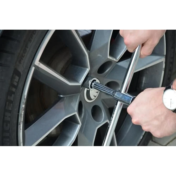 Cartrend Catrend Radmutternschlüssel Vario, innovativer Drehmomentschlüssel für einfachen Reifenwechsel, inkl. Stecknüsse 17/19/21/23 mm, mit Aufbewahrungstasche – Bild 4