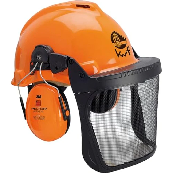 3M Forst Zubehör - Forsthelm mit Visier und Gehörschutz, geeignet für Kopfgrößen von 53-62cm, HDPE orange