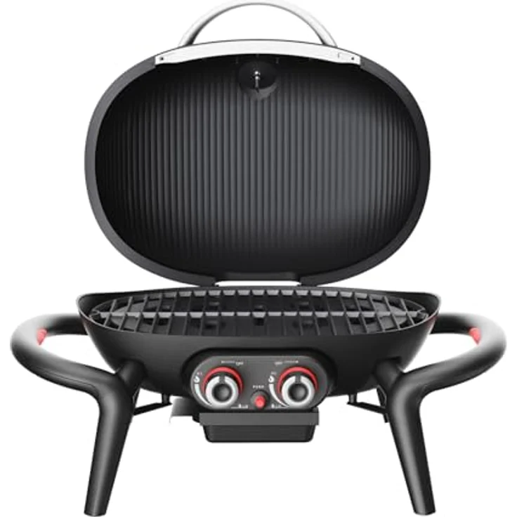 TAINO KENAI Gasgrill Set, Tischgrill mit Abdeckhaube, Gasdruckregler und Thermometer, Aluguss, Schwarz, 73 x 50 x 38 cm – Bild 3