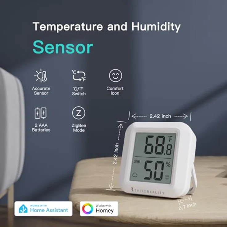 Third Reality THIRDREALITY T&H Sensor, Thermometer + Hygrometer, weiss, präzise Messung von Temperatur und Luftfeuchtigkeit – Bild 2