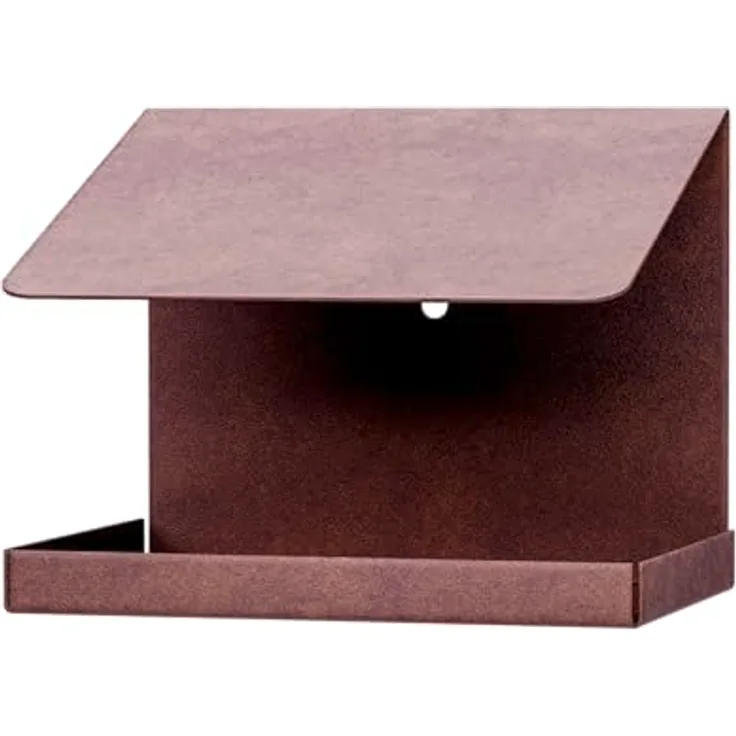ALBERTS 355104 Vogelhäuschen Schrägdach aus Stahl in rosabraun | DIY Vogelfutterhaus zum Aufhängen oder Hinstellen | Größe 120 x 150 x 120 mm