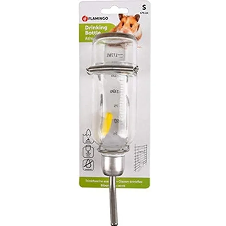 Flamingo 210103 Trinkflasche Athina Glas Nager 177 ml, Kleintier Trinkflasche 350 ml, transparent