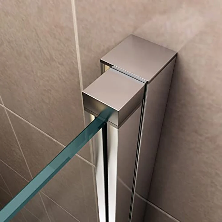 i-flair Duschtür 74-77 cm, 185 cm hoch, aus 6 mm transparentem Sicherheitsglas mit Edelstahlgriffen und magnetischer Dichtung – Bild 5