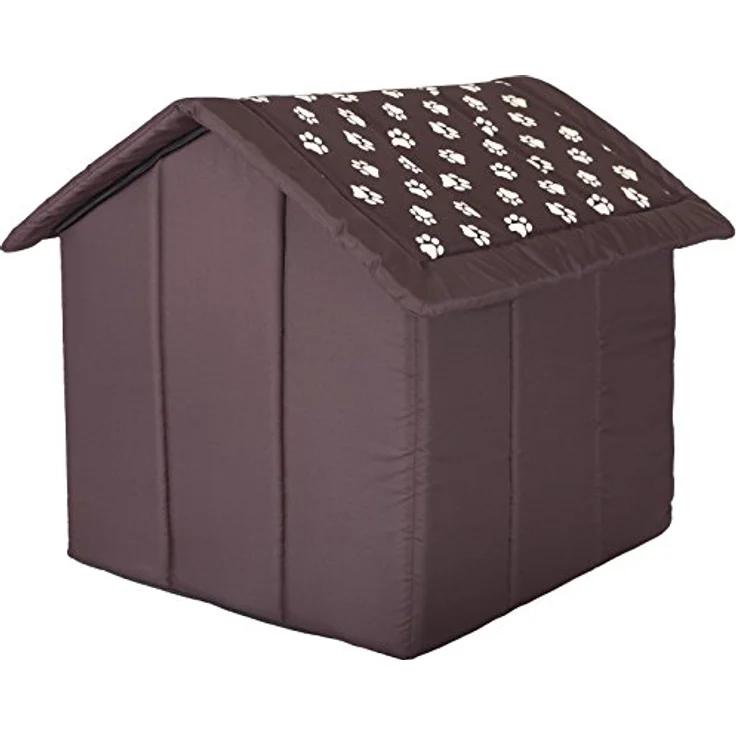 HobbyDog Hundehaus Hundehütte für mittelgroße Hunde - Katzenhaus, Katzenhöhle - mit herausnehmbarem Dach - Tierhaus für Katzen und Hunde für Drinnen/Indoor 60 x 55 x 60 cm [XL] Braun mit Pfoten – Bild 3