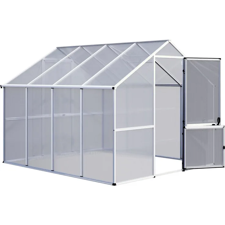 KGT Gewächshaus Enzian IV, BxTxH: 267 x 300 x 227 cm, 6 mm Wandstärke, Aluminium pressblank