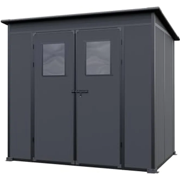 GFP Primeyard Kunststoffgerätehaus, 213x145x199 cm, anthrazit, idealer Geräteschuppen für Gartenbedarf