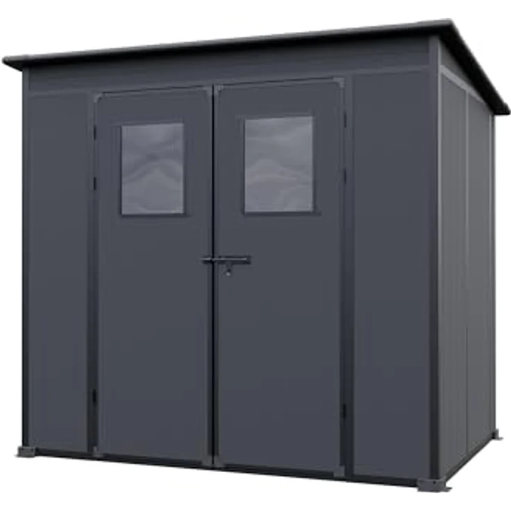 GFP Primeyard Kunststoffgerätehaus, 213x145x199 cm, anthrazit, idealer Geräteschuppen für Gartenbedarf – Bild 1
