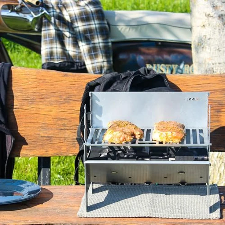 FENNEK - LIGHT Holzkohlegrill - Edelstahl - zerlegbar - Holzkohlegrillfläche 26,9 x 18,3cm klein, 2,3 kg – Bild 3