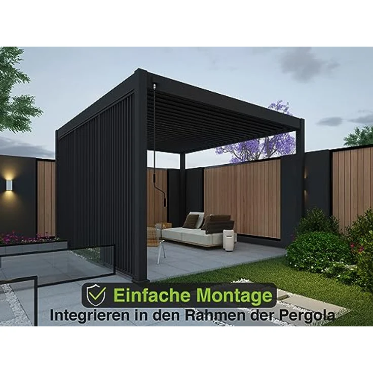 Weide Vertikale Lamellenwand für Pergola aus Aluminium, 93 cm, Farbton Graphitgrau, optimaler Sichtschutz und Luftzirkulation – Bild 7