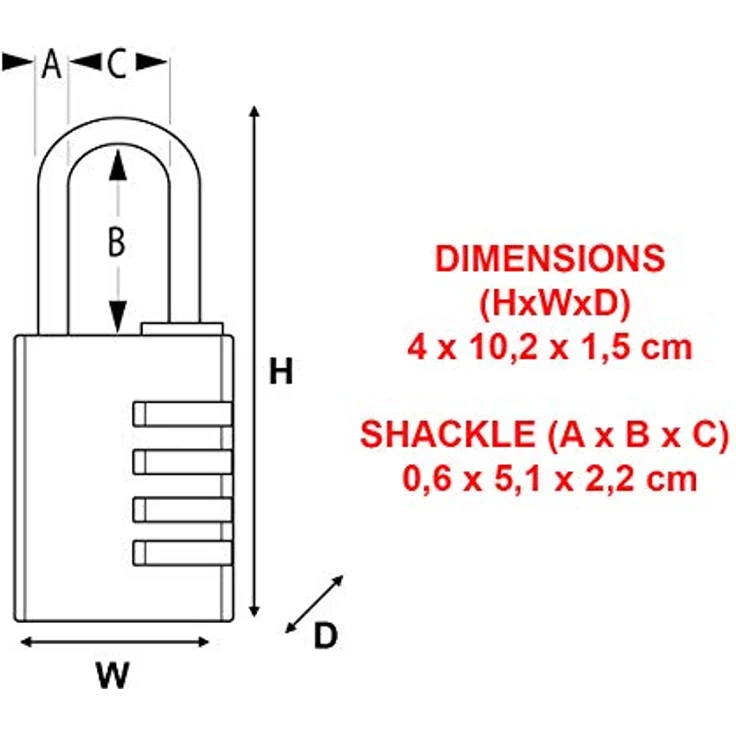 MASTER LOCK - 7640EURDBLKLH - Schwarzes Aluminium Zahlenschloss mit hohem Bügel – Bild 5
