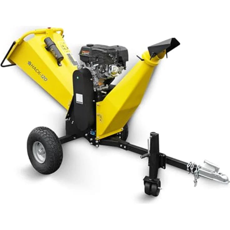 BAMATO Häcksler HACK-120, 15 cm max. Astdurchmesser, 9 kW Benzinmotor mit E-Start, Luftbereifung und Abdeckplane – Bild 1