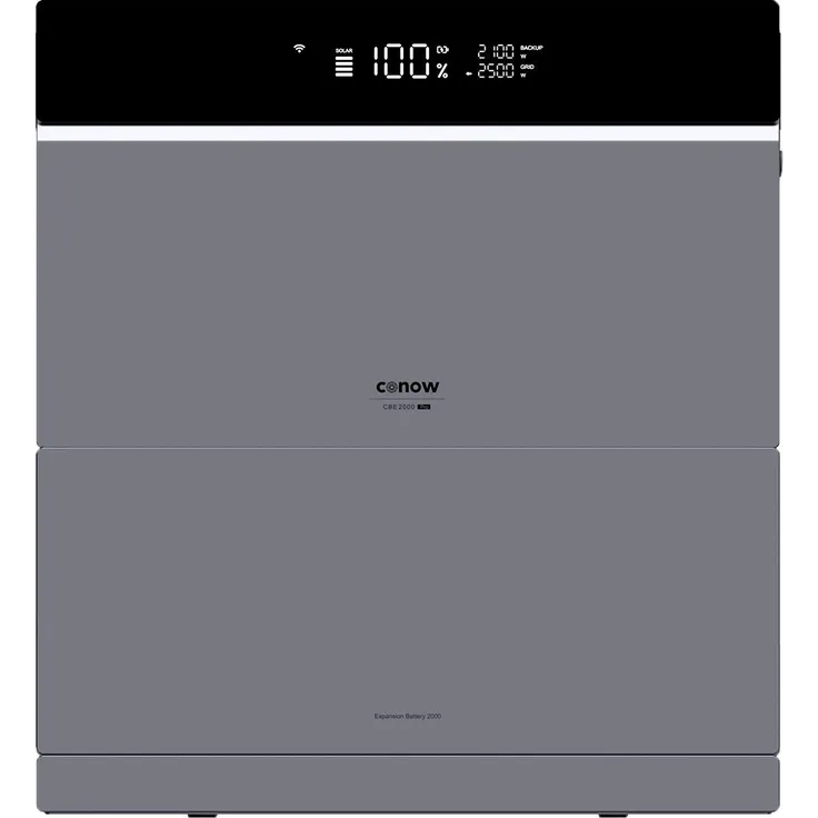 Conow CBE2000 Pro, 2000Wh LiFePO4 Powerstation mit 1 Erweiterungsbatterie und KI-gestütztem Energiemanagement
