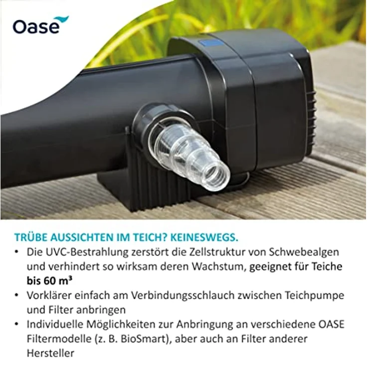 Oase 57373 Vitronic 55W UVC-Gerät, UVC-Klärgerät zur Algenbeseitigung mit optischer Funktionskontrolle und Schnellverschluss – Bild 2