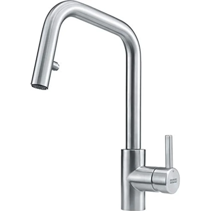 FRANKE Kubus Küchenarmatur, umstellbarer Wasserstrahl mit Ausziehbrause, massiv Edelstahl, 180° Schwenkbereich – Bild 1