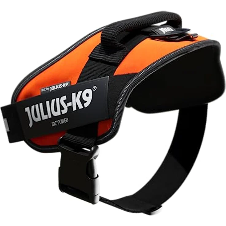 JULIUS K-9 IDC Powergeschirr, Größe L/1, UV-Orange, robuste Konstruktion mit Click-System und austauschbaren Klettaufschriften – Bild 4