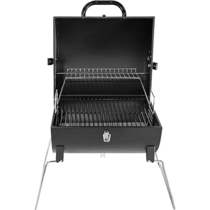 TAINO CHAROX Holzkohlegrill, tragbarer kompakter Tischgrill für Balkon und Camping, 37x34,5 cm Grillfläche, schwarz – Bild 4