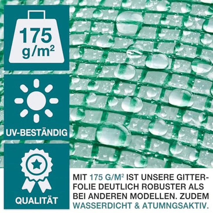 TOM Gewächshaus Folie GH-1801, Ersatzfolie für TOM GH-1800, 175 g/m², wetterfest, UV-beständig, Polypropylen Gewebe – Bild 3
