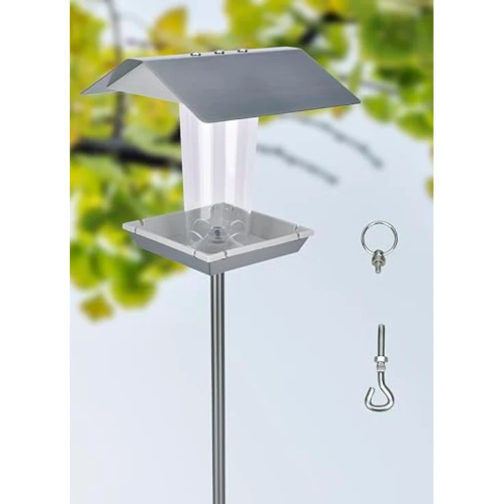 BOLD Vogelhaus mit Ständer wetterfest/Vogelhaus zum Aufhängen (Robustes Vogelfutterhaus zum Hinstellen oder Aufhängen, Bird Feeder Futterstation für Wildvögel) 1,40m Höhe – Bild 3