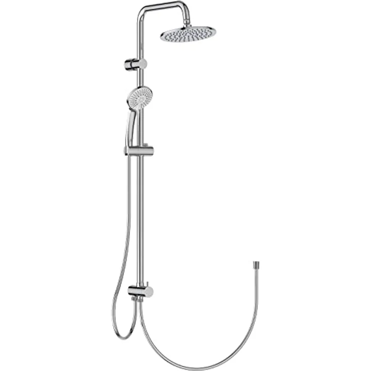 Ideal Standard A5691AA Idealrain Duschsystem, Aufputz-Armatur mit 3-Funktions-Handbrause Ø 10 cm und Regenbrause Ø 20 cm, Chrom, Brauseschlauch 175 cm, Wasserersparnis-Funktion