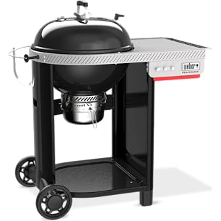 Weber Performer 57 cm Holzkohlegrill, porzellanemaillierter Deckel und Kessel, Seitentisch, One-Touch-Reinigungssystem, Deckelthermometer, Schwarz – Bild 3