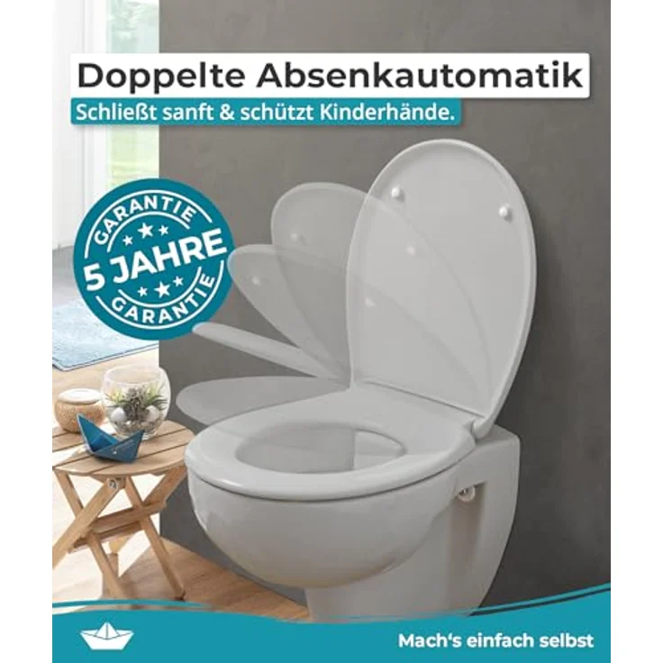 Calmwaters WC Sitz Premium Manhattan-Grau, Absenkautomatik, antibakteriell, abnehmbar, Duroplast, 250 kg Tragkraft, Modell 26LP6140 – Bild 3