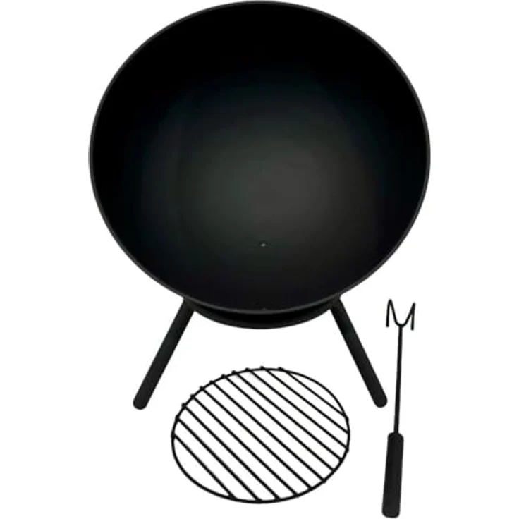 Jet-Line® Feuerschale NAVARO | Outdoor | Feuerstelle Garten | Terrasse | 60 cm | geneigt oder horizontal | Funken- und windgeschützt | Schwarz lackiert | Wetterfest Outdoor – Bild 4