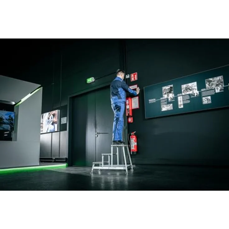 Aluminium Treppe Arbeitshöhe (max.): 2.2 m Günzburger Steigtechnik 50031 Silber 2.5 kg Silber – Bild 4