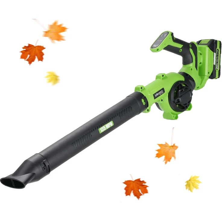 ideoon 20V Akku-Laubbläser, Handheld 4 in 1 mit 4 Aufsätzen und 217 km/h Luftgeschwindigkeit, kabellos, ultraleicht, für Garten und Terrasse