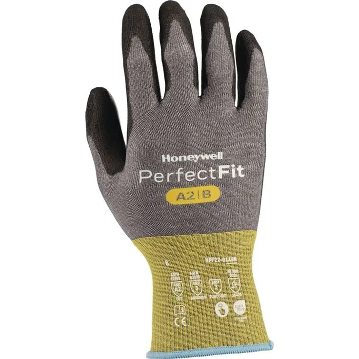 Honeywell Schnittschutzhandschuhe Perfect Fit Gr.10, gelb/schwarz, EN 388 PSA II, HPPE/Nylon, abriebfest, waschbar, lebensmittelzertifiziert