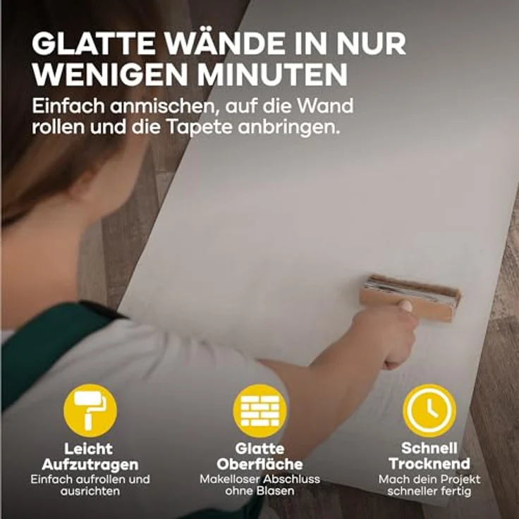 PLID® Rollkleister für Vliestapeten, 2x200g, schnell anrührbar in 3 Minuten, hohe Klebkraft, einfache Anwendung – Bild 5