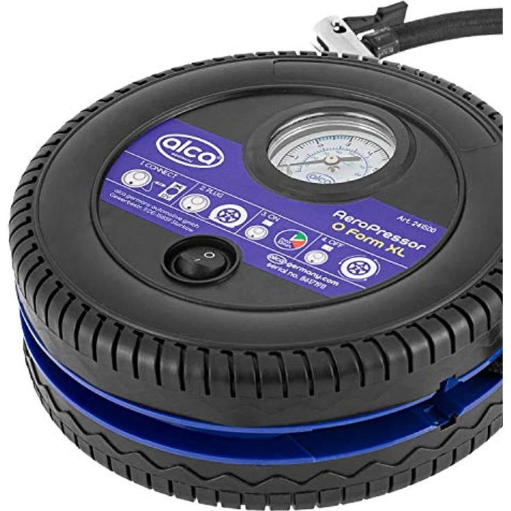 alca® Kompressor mini in O Form, elektrische Auto Luftpumpe 12V Luftkompressor, Zigarettenanzünder – Bild 3