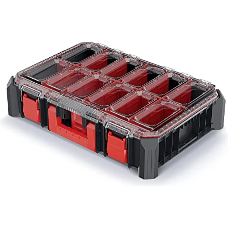 Prosperplast Werkzeugkoffer Kistenberg Organizer X BLOCK BRIDGE KXBB5540S, Staubdicht und Wasserbeständig, transparentes Polycarbonat-Deckel, mit MSX-Organizer und Trennwänden, 543 x 368 x 122 mm – Bild 1