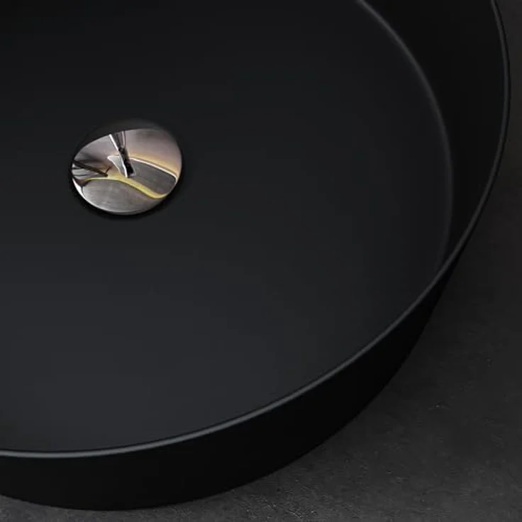 doporro Aufsatzwaschbecken Keramik Waschbecken Rund Gäste-WC Handwaschbecken Brüssel203, edles Stück Keramik mit Lotus-Effekt, weiß – Bild 5