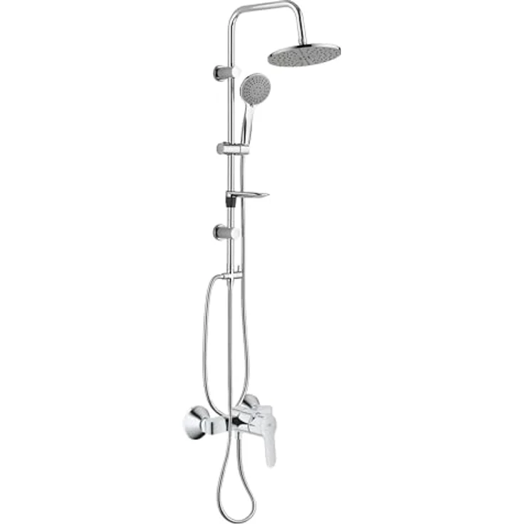 Belvit GROHE BauEdge Einhand Duschset, SmoothControl Keramikkartusche 46 mm, Regendusche 20 x 20 cm, Handbrause mit 3 Strahlarten, Duschstange 85 cm, Rückflussverhinderer, Chrom Grau – Bild 2