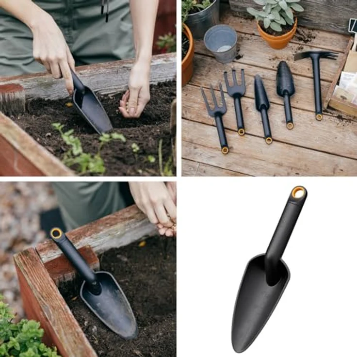 Fiskars Blumenkelle Solid, Länge: 28 cm, Glasfaserverstärkter Kunststoff, Schwarz/Orange – Bild 2